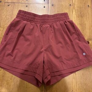Apana Womens Smocked Waist Athletic Shorts Terracotta Red Size Small A10